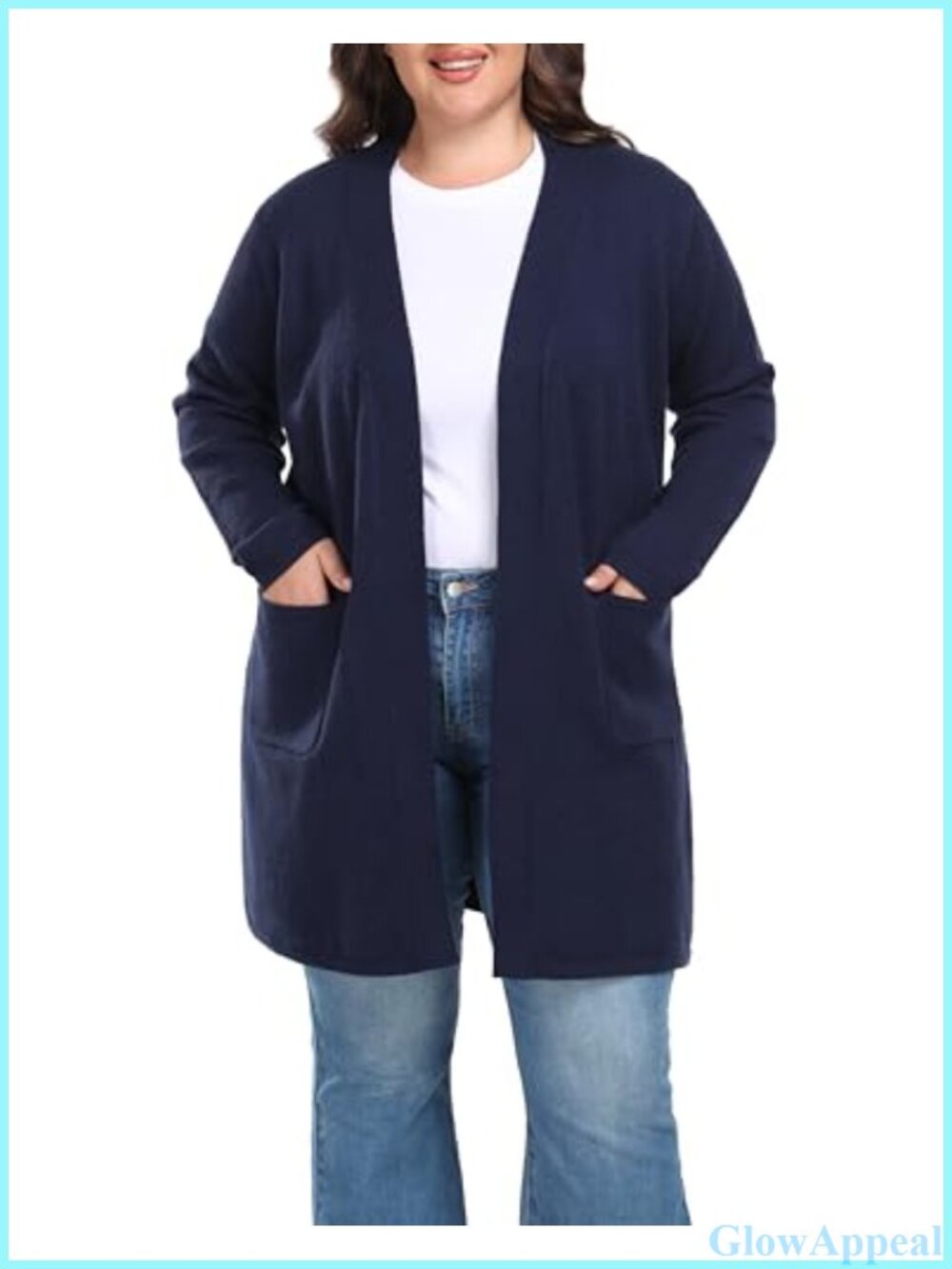 Plus Size Long Open Front Cardigan Sweater Lightweight Stretch